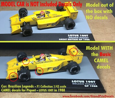 LOTUS 100T CAMEL 1988 water slide DECALS for Piquet F1