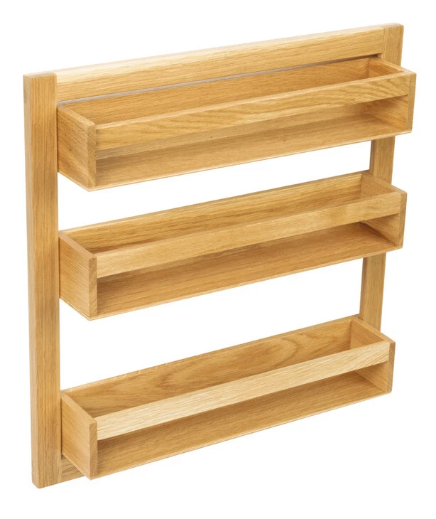 Spice Rack Clear Lacquered European Oak Spice Rack with Three Shelves of Hafele