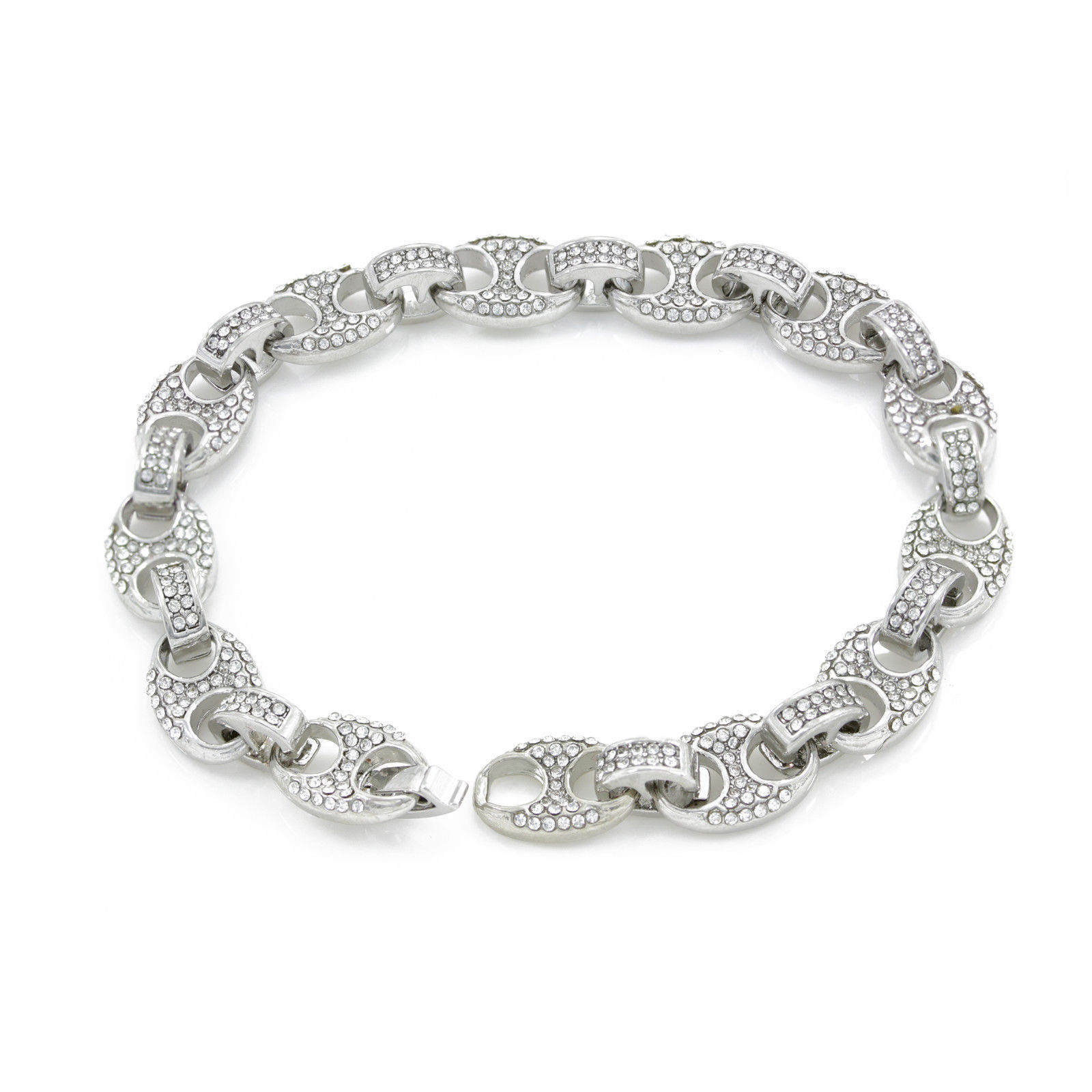 Gucci Link Men's Blinged Gold Silver Finish 8.5 inches Hip Hop 10 12mm