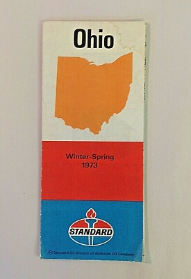 Vintage 1973 Standard American Oil Company Road Map Ohio Winter-Spring Torch 73