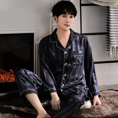 Luxus Herren Seide Satin Pyjama Set Weich Pyjama Langarm Nachtwäsche Loungewear - Bild 66 von 74