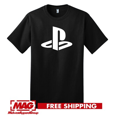 PS LOGO BLACK T-SHIRT Playstation PS5 Videogame Console Shirt Tee Gaming Games