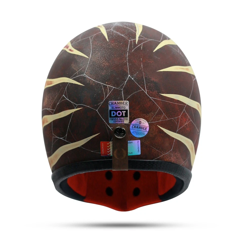 CASCO PERSONALIZADO DE COLECCIÓN CARA COMPLETA SLIMMOTO PÁTINA GRIETA ESCALADRERÍA PARA PASEO EN MOTOCICLETA Foto 4 de 4