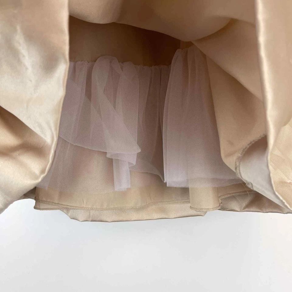 美国天使(18M 18 Mos)花朵女孩缎面薄纱礼服香槟米色婚礼 — 第 4/4 张图片