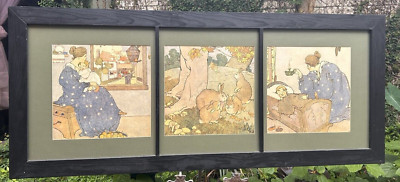 Mary Louise Spoor, 1917 Antique Nursery Rhyme Chromolithograph, Bye Baby Bunting