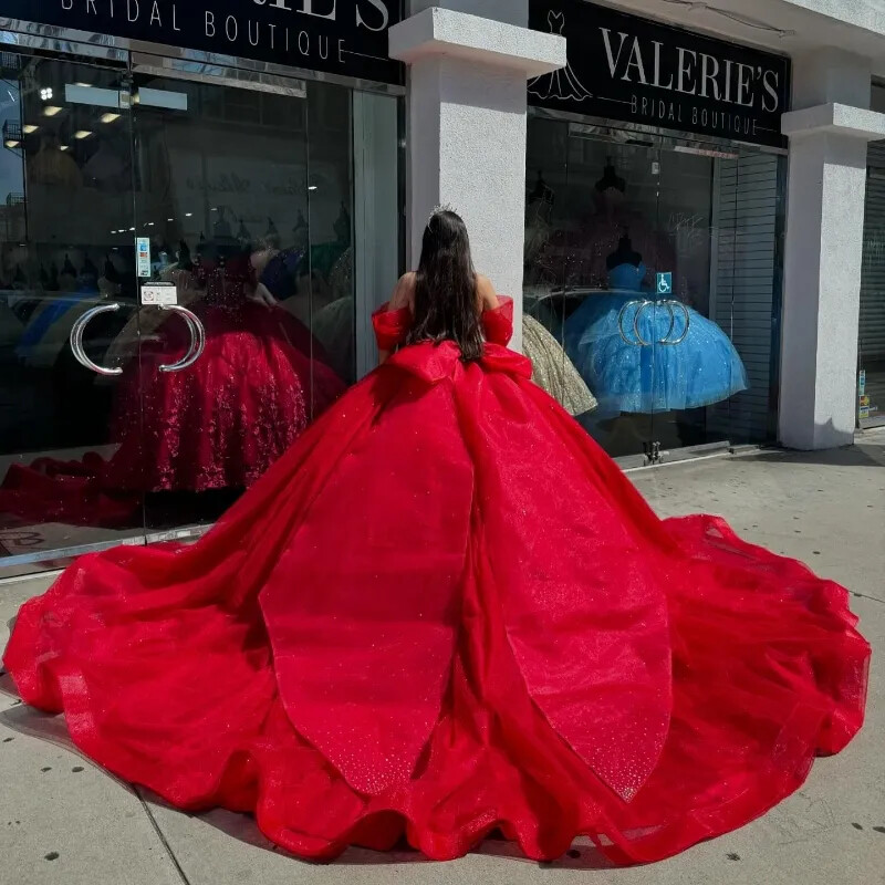 open lace back dress Big Bow Dress Red Silk – Baaby main image 1