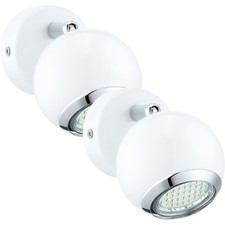 Image of 2 PACK Wall Spot Light Round ous Colour White Chrome Shade GU10 1x3W Included