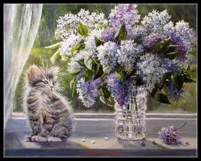Flowers in Vase 17 - Counted Cross Stitch Patterns - Color & BW Symbols
