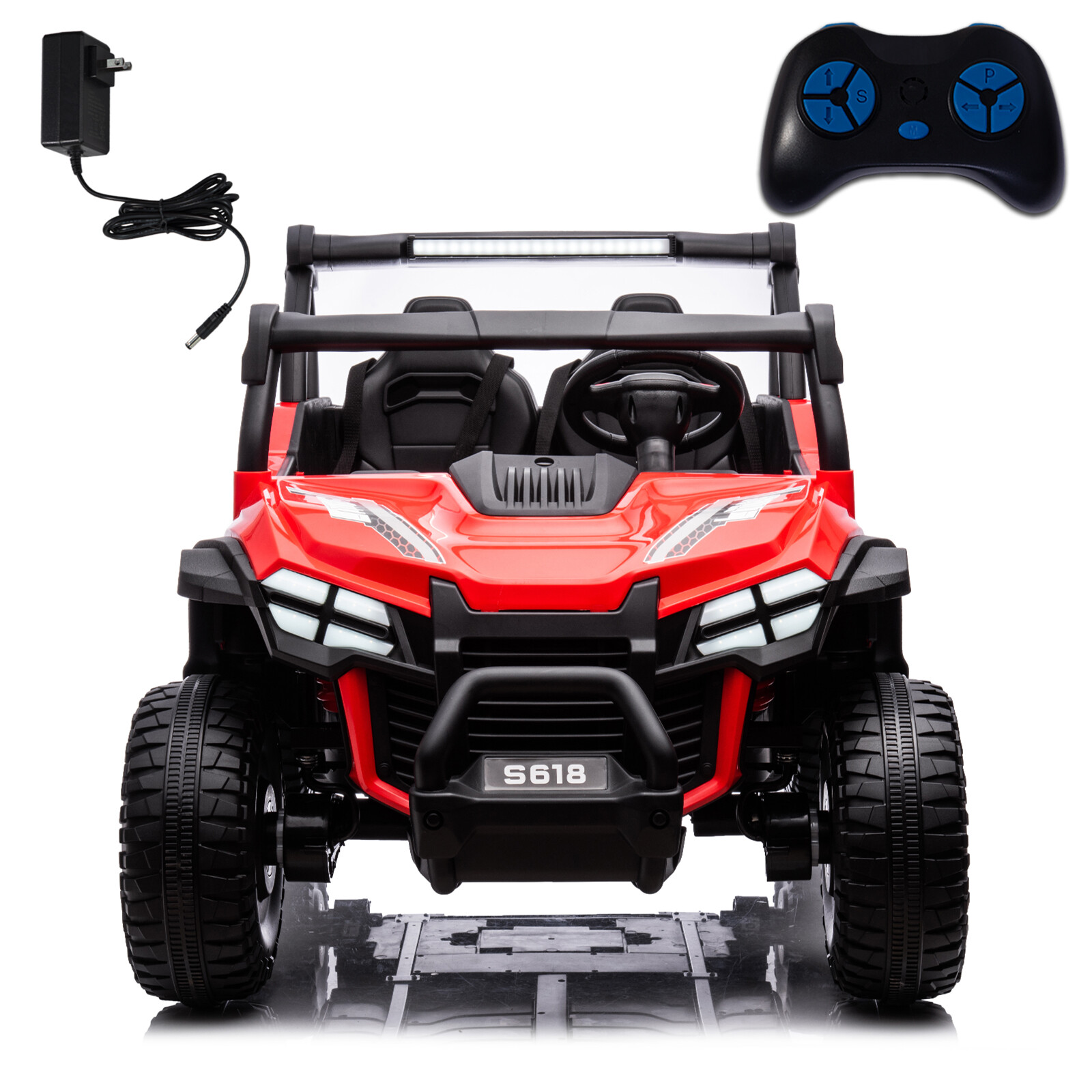 ZEOPHOL 24V Kids Ride On Car UTV Truck 4WD 2-Seater Electric 80W*4 Off-Road Car