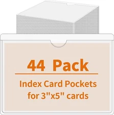 44 Pack Adhesive Pockets, Bin Labels for Storage Bins, Clear 3×5 inch, 