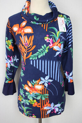 Damen Pullover Oberteil Pulli Blumen Glitzer MILANO DESIGN by IMAGINI Gr46,48,