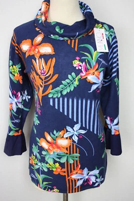 Damen Pullover Oberteil Pulli Blumen Glitzer MILANO DESIGN by IMAGINI Gr46,48, - Bild 1 von 4