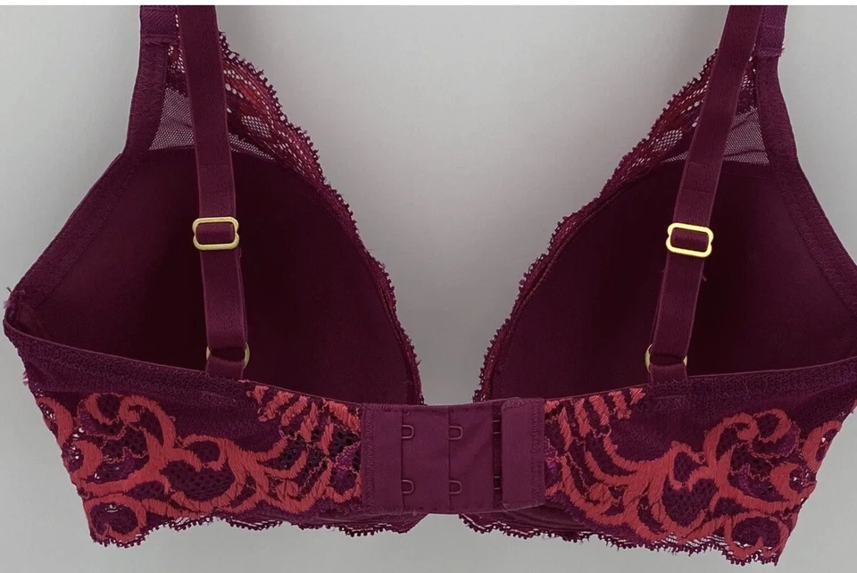 Sujetador Natori contorno de plumas forrado con aros 32D fucsia nuevo 730023 Foto 4 de 4