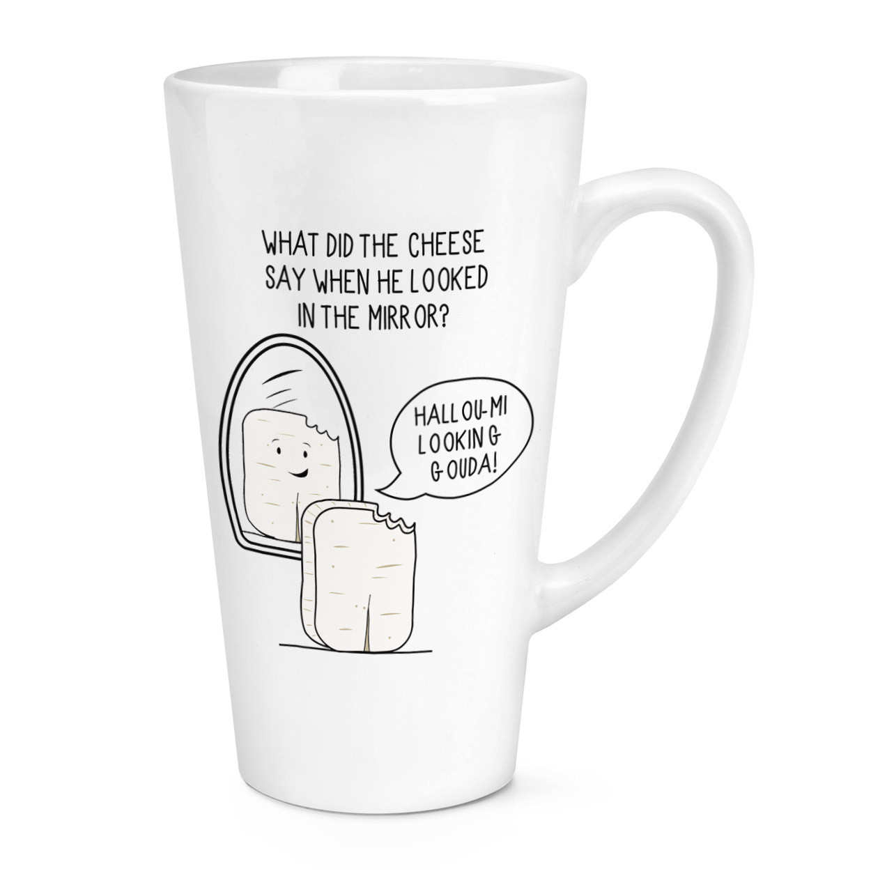 Halloumi Looking Gouda Cheese Joke 17oz Large Latte Mug Cup - Funny Joke