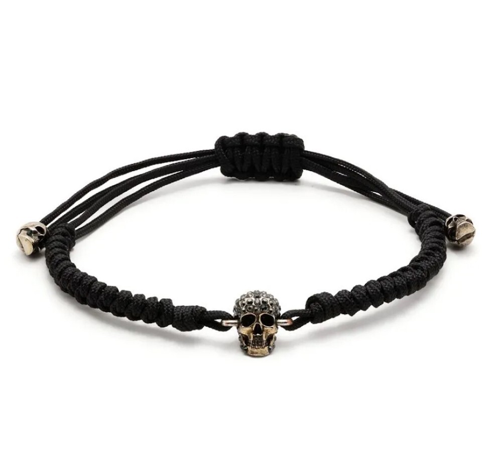 БРАСЛЕТ С ЛОГОТИПОМ ALEXANDER McQueen PAVE SKULL, НАРУКАВНАЯ ПОВЯЗКА СДЕЛАНО В ИТАЛИИ 710539F12SY1000