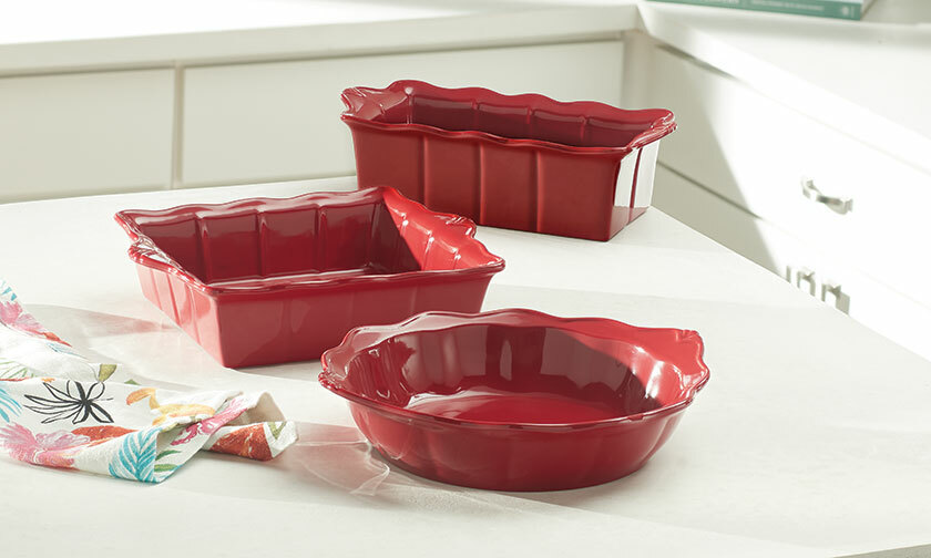 Princess House Pavillion Berry 3-Piece Baking Set (3218, 3228