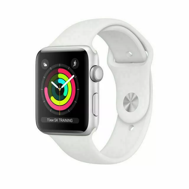 Apple Watch Series 3 (GPS 38mm) Silver Aluminum Case White Sport Band Smartwatch