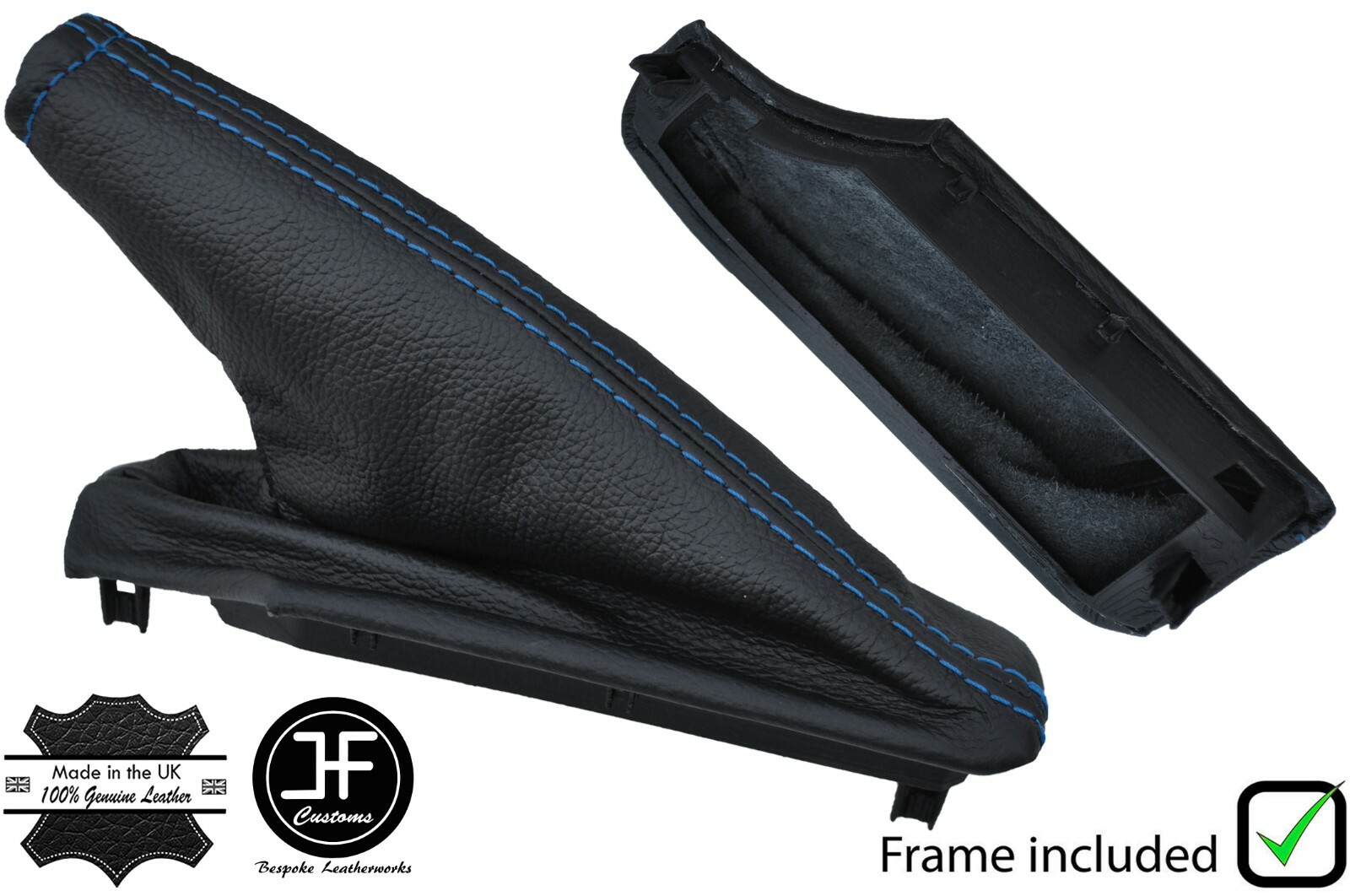 BLUE STITCH LEATHER HANDBRAKE BOOT+PLASTIC FRAME FOR FORD FALCON FG FGX
