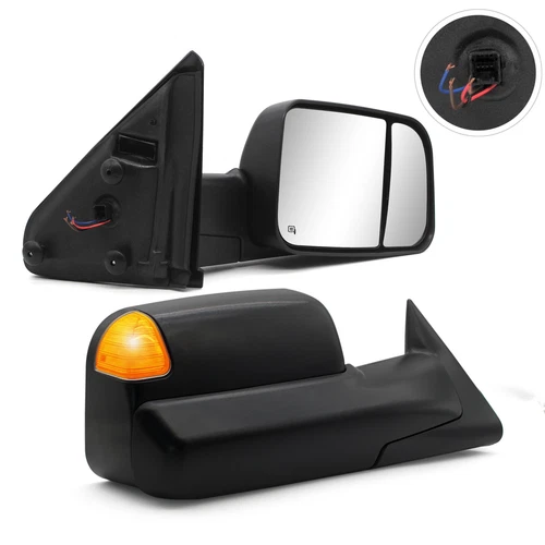 LH RH Tow Mirrors Fits 2002-2007 Ram 1500 03-09 Ram 3500 Power Heated Signal