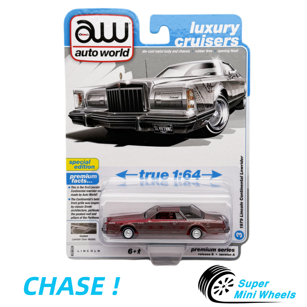オートワールド 1/64 1979 リンカーン コンチネンタル　チェイスカー CHASE ! Auto World 1:64 1979 Lincoln Continental Lowrider