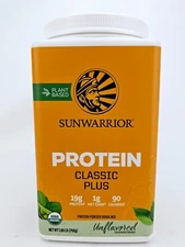 Sunwarrior Protein Classic Plus Plant Based Unflavored 1.65 lb Exp 11/26