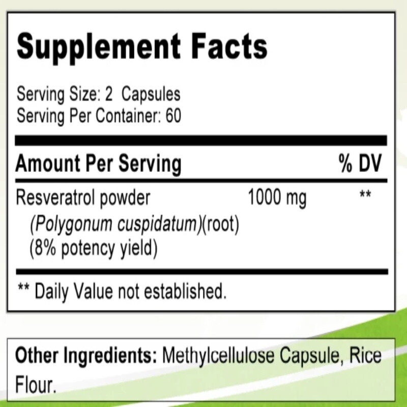 Resveratrol Extract 1000mg Supplements, Anti Aging, Joint Pain, 120