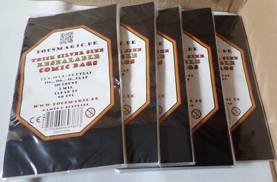 5x 100 Docsmagic.de Resealable Thick Silver Size Comic Bags 7-1/4''+10-1/2''+1-1/2