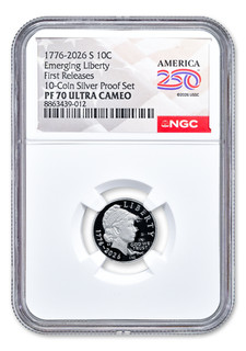 2026 Silver Emerging Liberty Dime Proof Set 10c NGC PF70 UCAM America250
