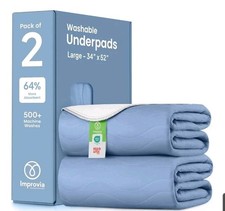 2 Pack Washable Underpads Reusable Incontinence Bed Pads Waterproof/ Blue/Green