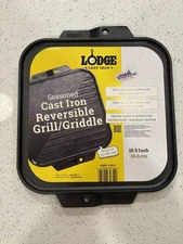 Lodge Cast Iron Reversible Seasoned Grill/Griddle LSRG3 10.5 In - NEW