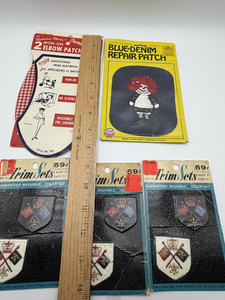 Vintage Iron-On Patches Lot of 5 TrimSets Crest Appliques Elbow Repair Made USA - Image 4 of 4