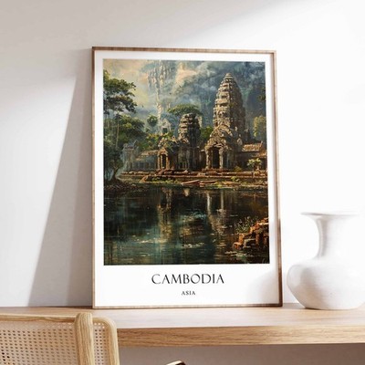 4_Kambodscha Poster, Wohndeko, Reisekunst, Asiatische Wandbilder, Asien Reiseposter, L