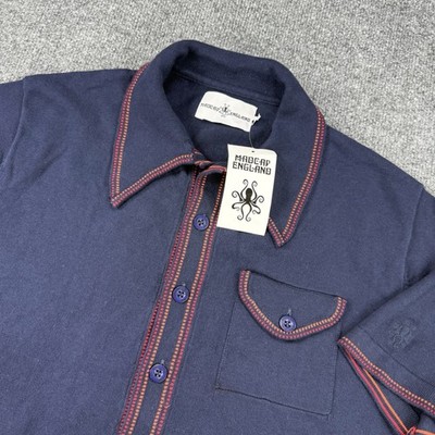 Madcap England Polo Cardigan Mens Large Knit Sweater 60s 70s Mods Terraces