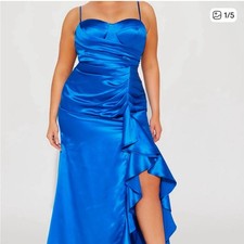 Fashion Nova Royal Blue Camilla Satin Gown Size Medium NWT Elegant Formal Dress