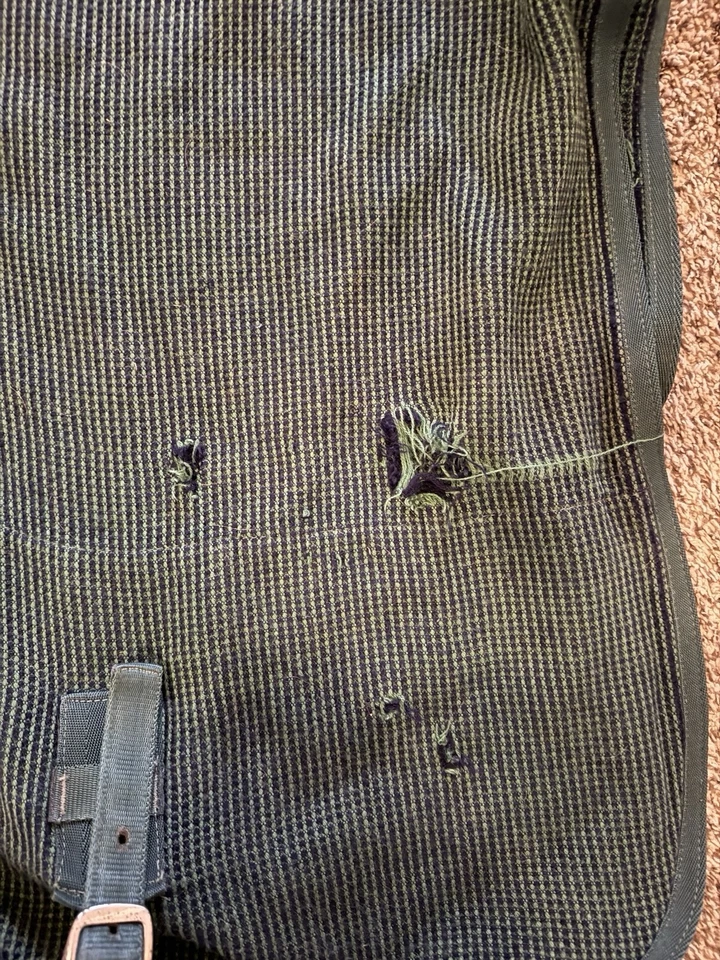 Saxon Knitted Horse Cooler Blue Green Plaid Woven 78 - Imagem 3 de 4