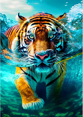 DAERLE 5D Diamond Painting Tiger Unterwasser | DIY Diamant Kunst für Erwachsene