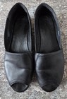 FitFlop Womens Black Leather Nadia Peep Toe Wedge Shoes Size 10