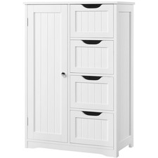 4 Drawers  Cupboard Bathroom Storage Organizer Cabinet White