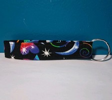 NEW Keychain Car Keys Purse Key Fob Wrist Lanyard Strap Key Card Black Galaxy