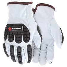 Mcr Safety 36136Xxl Leather Drivers Gloves, Shirred Slip-On, White / White,