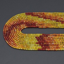 4mm Natural Yellow Brown Agate Round Faceted Beads, Sku U2187