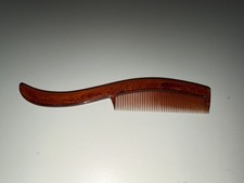VTG Amber Swirl Lucite Comb 5  Curved Handle Vanity Hair Accessory