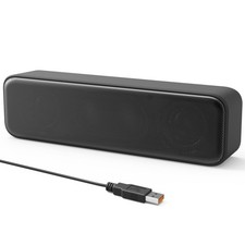 USB Computer Sound Bar Speakers Black Stereo Bass for PC Laptop Windows macOS