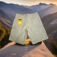 Carhartt Rugged Flex Canvas Utility Work Shorts Men  s 38 Relaxed Fit Green