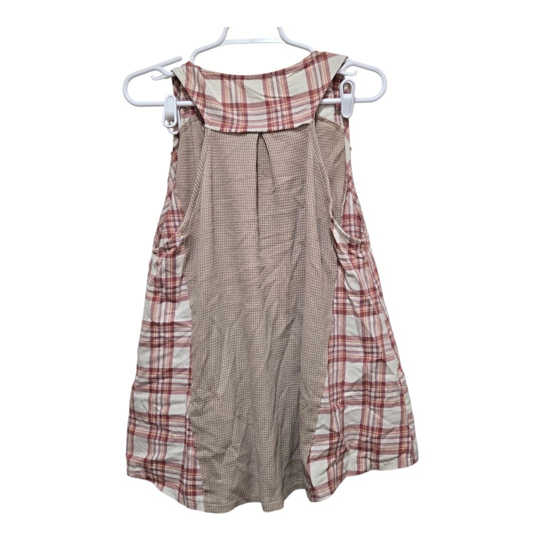 POL Womens Small Patchwork Plaid Button Front Tan… - image 2