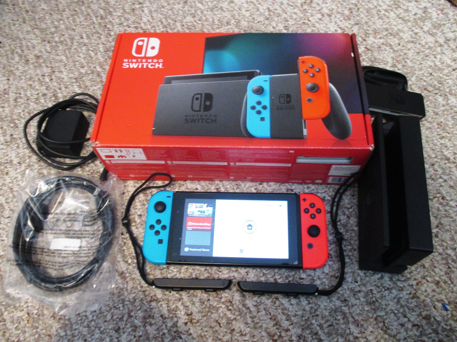 Nintendo Switch System 32GB Console w/Neon Red & Blue Joy-Cons in Box +