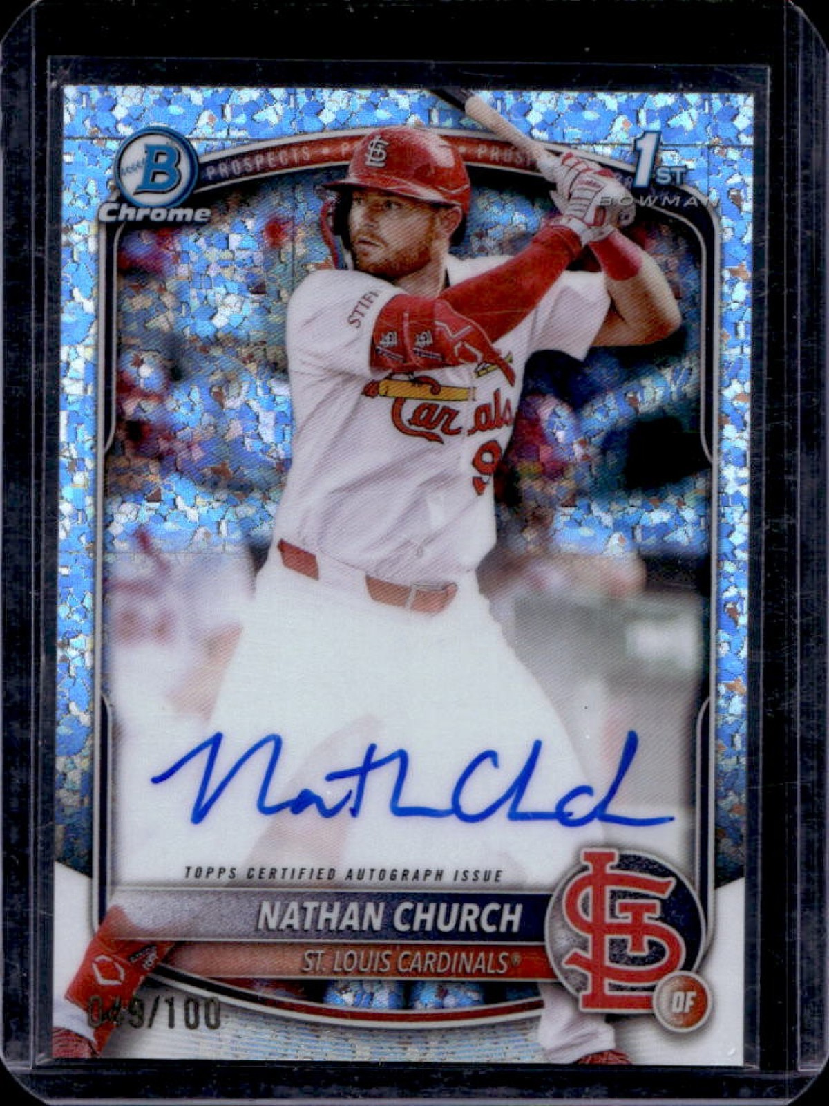 2025 Bowman Chrome Nathan Church Auto Mini Diamonds Refractor 1st #49/100