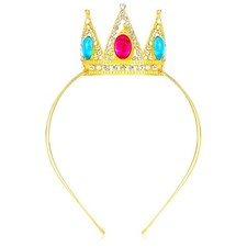 Princess Tiara Peach Crown for Women Girls, Red Blue Princess Halloween Cosplay