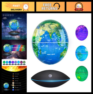 Magnetic Levitation Floating Globe with LED Lights - Rotating World Lamp for Hom