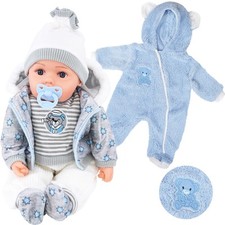 20” Baby Doll Boy Soft Body Toy with Extra Outfit, Sounds & Dummy BiBi Doll Navy
